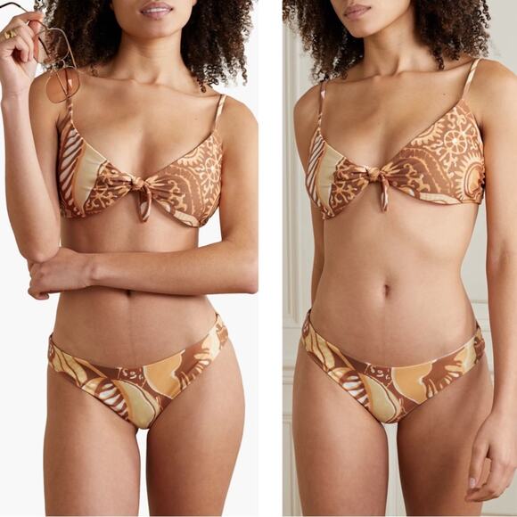 Mara Hoffman Clara Knot Bikini Top & Zoa Swim Bottom In Acadia Floral Set Sz XL - Picture 1 of 9
